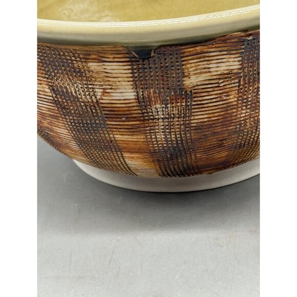 Vintage 1975 Ceramic Bowl With Textured Brown Beige Pattern signed artist READ - Picture 4 of 10
